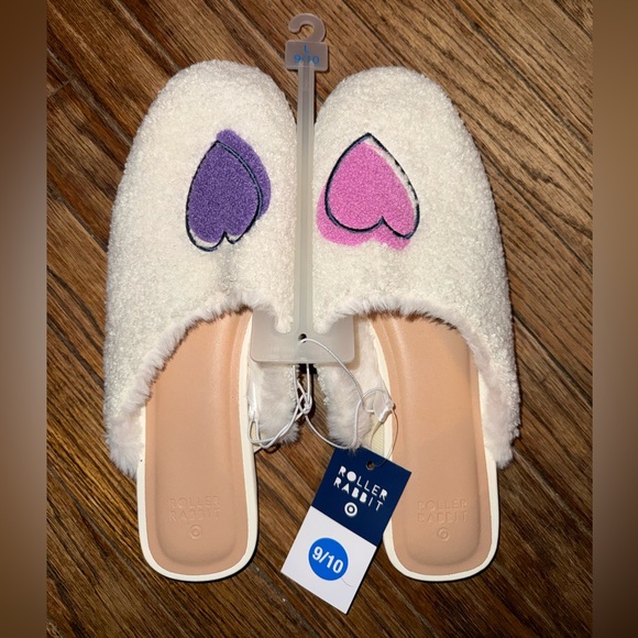 Roller Rabbit Shoes - Roller Rabbit x Target Disco Hearts Wave Fuzzy House Slipper. NWT